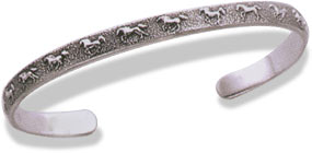 Sterling Silver Cuff Bracelet w/ Die Struck Horses (#BR745)
